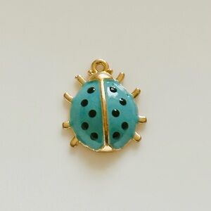 Gold-Tone Turquoise Ladybug Charm Pendant Necklace